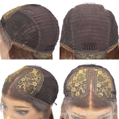 Brazilian 13X4 T seam front lace lace front human hair wig 100% human hair wigs P4/27 color virgin hair Remy wig wholesaler